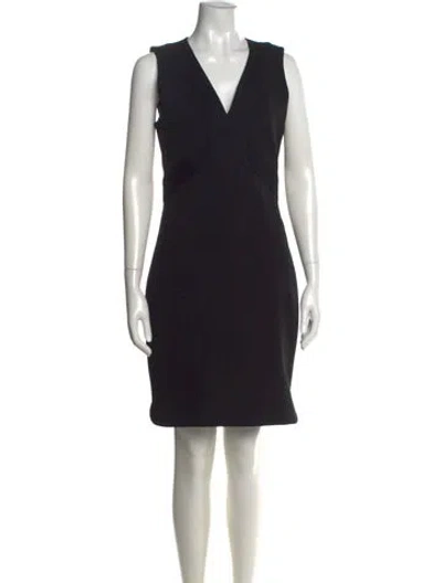 Pre-owned Ted Baker V-neck Knee-length Dress In Black