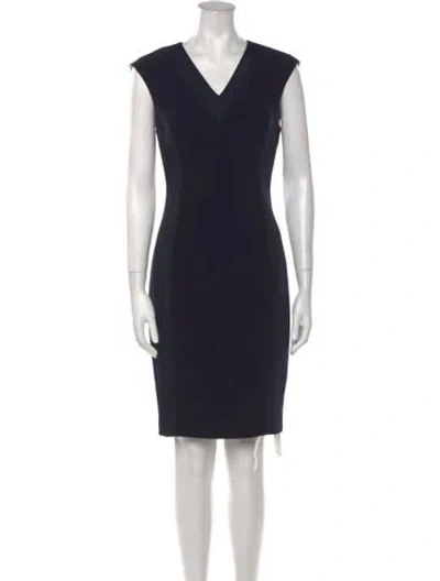 Pre-owned Ted Baker V-neck Knee-length Dress In Black