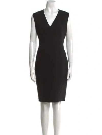 Pre-owned Ted Baker V-neck Knee-length Dress In Black