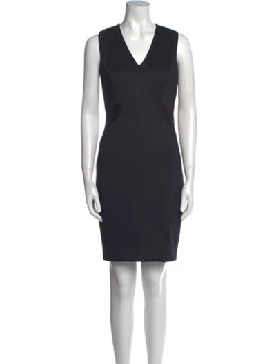 Pre-owned Ted Baker V-neck Knee-length Dress In Black