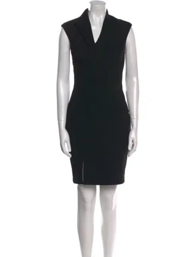 Pre-owned Ted Baker V-neck Knee-length Dress In Black