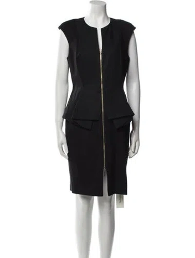 Pre-owned Ted Baker V-neck Knee-length Dress In Black