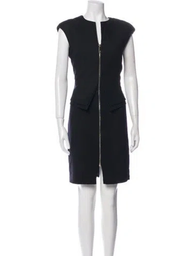 Pre-owned Ted Baker V-neck Knee-length Dress In Black