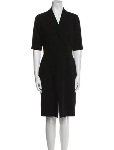 Pre-owned Ted Baker V-neck Knee-length Dress In Black