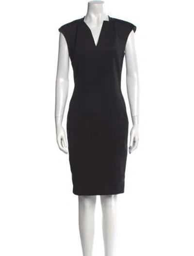 Pre-owned Ted Baker V-neck Knee-length Dress In Black