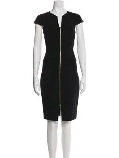 Pre-owned Ted Baker V-neck Knee-length Dress In Black