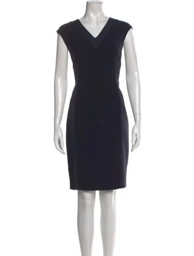 Pre-owned Ted Baker V-neck Knee-length Dress In Black