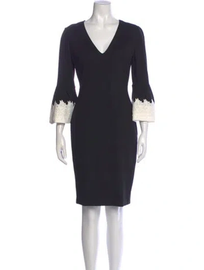 Pre-owned Ted Baker V-neck Knee-length Dress In Black