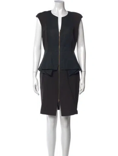 Pre-owned Ted Baker V-neck Knee-length Dress In Black