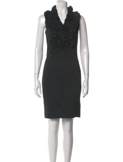 Pre-owned Ted Baker V-neck Knee-length Dress In Black