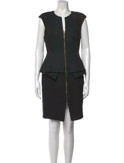 Pre-owned Ted Baker V-neck Knee-length Dress In Black