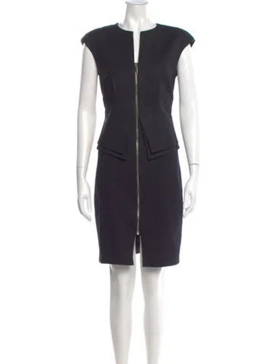 Pre-owned Ted Baker V-neck Knee-length Dress In Black