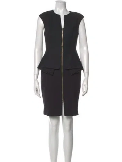 Pre-owned Ted Baker V-neck Knee-length Dress In Black
