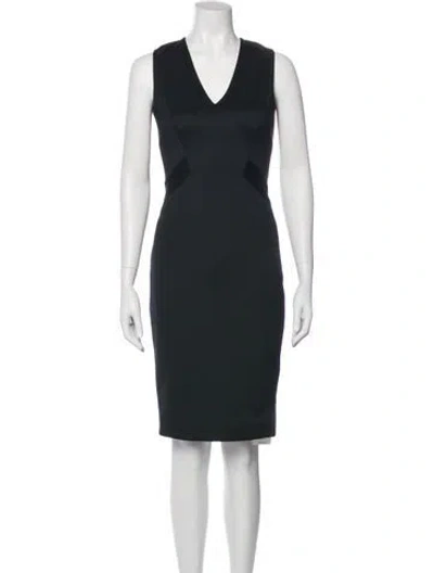 Pre-owned Ted Baker V-neck Knee-length Dress In Black