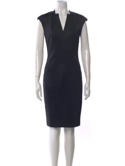 Pre-owned Ted Baker V-neck Knee-length Dress In Black