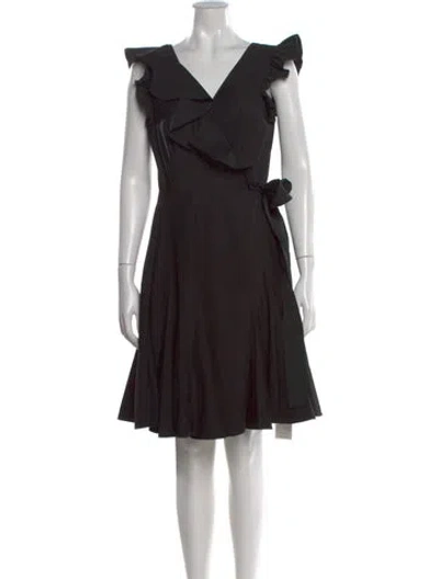 Pre-owned Ted Baker V-neck Knee-length Dress In Black