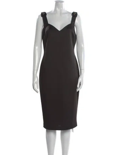 Pre-owned Ted Baker V-neck Knee-length Dress In Black