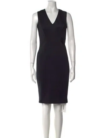 Pre-owned Ted Baker V-neck Knee-length Dress In Black