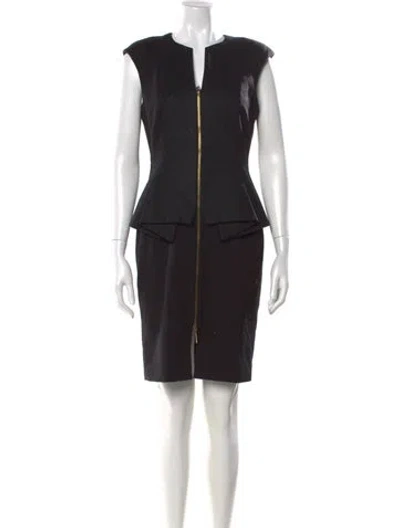 Pre-owned Ted Baker V-neck Knee-length Dress In Black