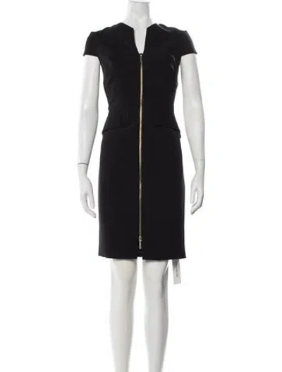 Pre-owned Ted Baker V-neck Knee-length Dress In Black