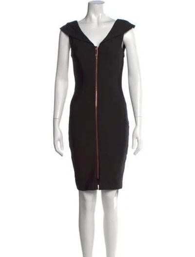 Pre-owned Ted Baker V-neck Knee-length Dress In Black