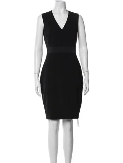 Pre-owned Ted Baker V-neck Knee-length Dress In Black