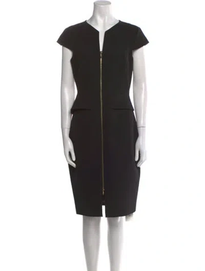 Pre-owned Ted Baker V-neck Knee-length Dress In Black