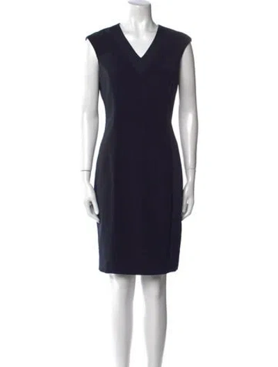 Pre-owned Ted Baker V-neck Knee-length Dress In Blue