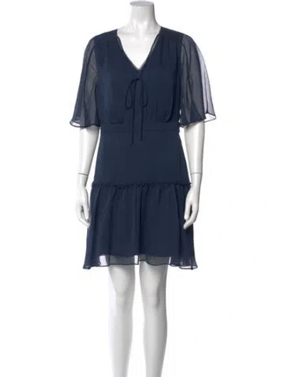 Pre-owned Ted Baker V-neck Knee-length Dress In Blue