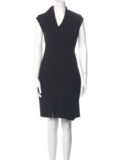 Pre-owned Ted Baker V-neck Knee-length Dress In Blue