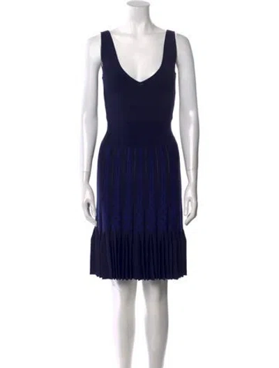 Pre-owned Ted Baker V-neck Knee-length Dress In Blue