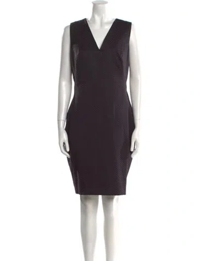 Pre-owned Ted Baker V-neck Knee-length Dress In Blue