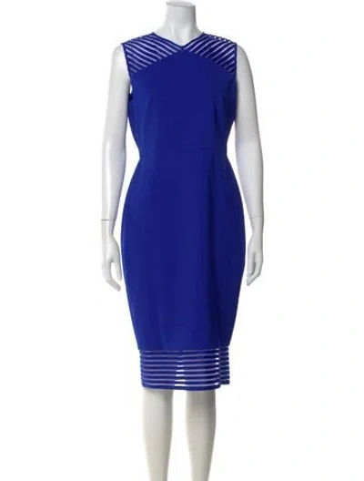 Pre-owned Ted Baker V-neck Knee-length Dress In Blue