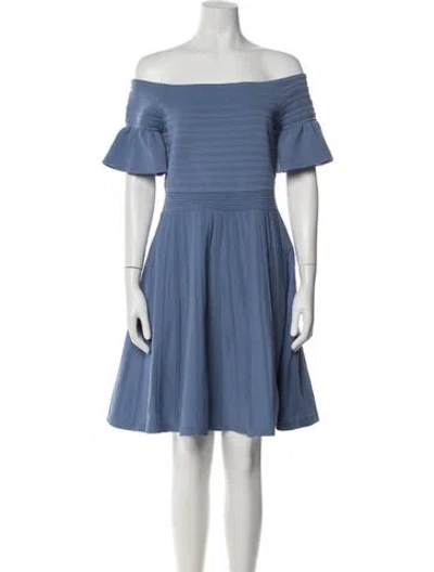 Pre-owned Ted Baker V-neck Knee-length Dress In Blue
