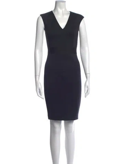 Pre-owned Ted Baker V-neck Knee-length Dress In Blue