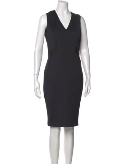 Pre-owned Ted Baker V-neck Knee-length Dress In Blue