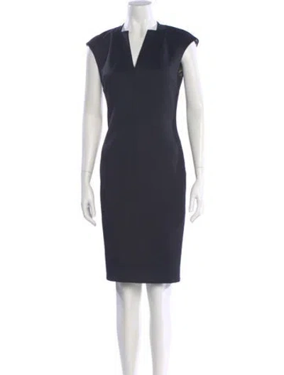 Pre-owned Ted Baker V-neck Knee-length Dress In Gray