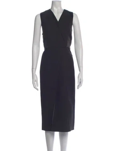 Pre-owned Ted Baker V-neck Knee-length Dress In Gray