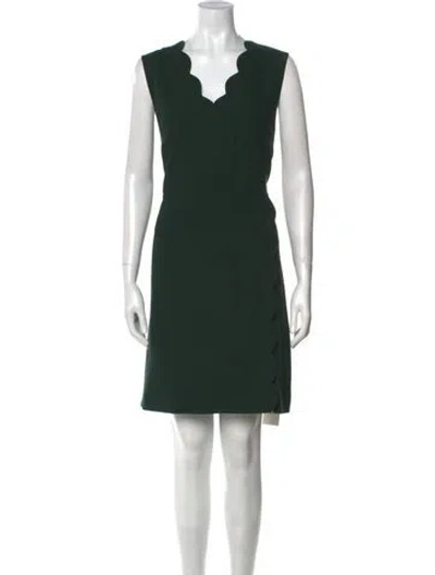 Pre-owned Ted Baker V-neck Knee-length Dress In Green
