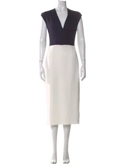 Pre-owned Ted Baker V-neck Knee-length Dress In Multi