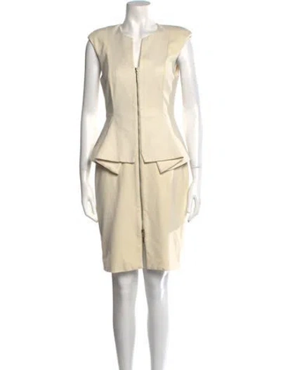 Pre-owned Ted Baker V-neck Knee-length Dress In Neutral