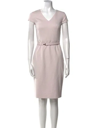 Pre-owned Ted Baker V-neck Knee-length Dress In Pink