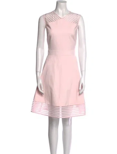 Pre-owned Ted Baker V-neck Knee-length Dress In Pink