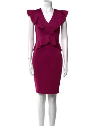 Pre-owned Ted Baker V-neck Knee-length Dress In Pink