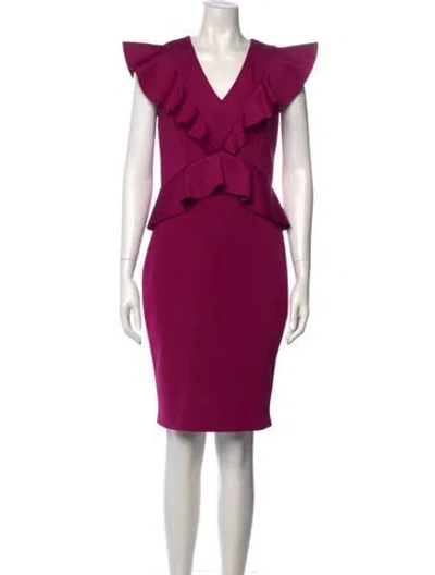 Pre-owned Ted Baker V-neck Knee-length Dress In Pink