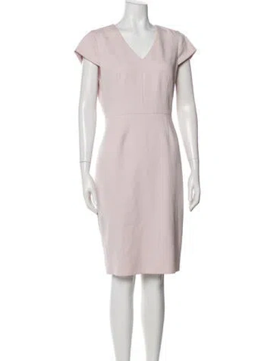 Pre-owned Ted Baker V-neck Knee-length Dress In Pink