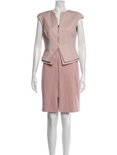 Pre-owned Ted Baker V-neck Knee-length Dress In Pink