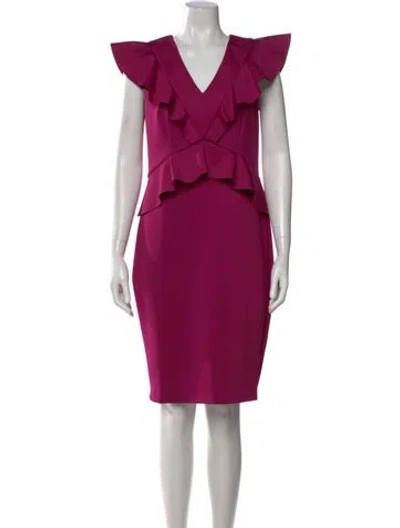 Pre-owned Ted Baker V-neck Knee-length Dress In Purple