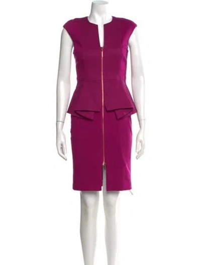 Pre-owned Ted Baker V-neck Knee-length Dress In Purple