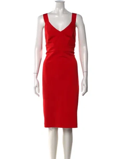 Pre-owned Ted Baker V-neck Knee-length Dress In Red